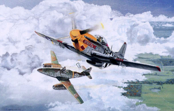 "Two For Drew" - Brian Bateman - P-51 Ace Urban "Ben" Drew World War II Art